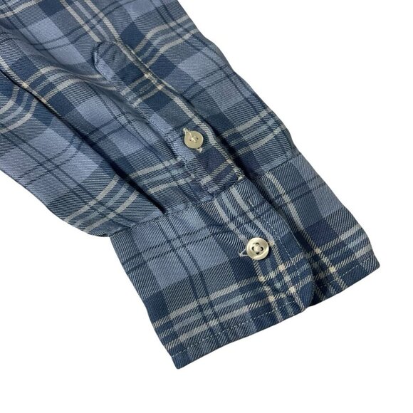 Frank & Eileen Relaxed Button Up Shirt Blue Plaid Size M Roll Up Sleeves - Picture 6 of 9